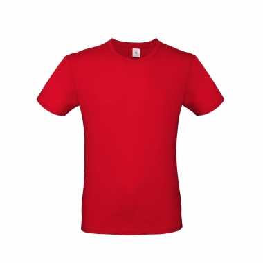Set van 2x stuks basic heren shirt met ronde hals rood van katoen, maat: 2xl (56) kopen