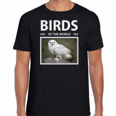 Sneeuwuil foto t-shirt zwart voor heren - birds of the world cadeau shirt sneeuwuilen liefhebber kopen