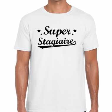 Super stagiaire fun t-shirt wit voor heren - bedankt cadeau voor een