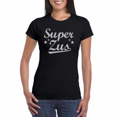 Super zus fun t-shirt glitter zilver zwart voor dames kopen