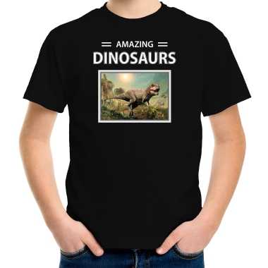 T-rex dinosaurus foto t-shirt zwart voor kinderen - amazing dinosaurs cadeau shirt t-rex dino liefhebber kopen