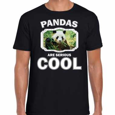 T-shirt pandas are serious cool zwart heren - pandaberen/ panda shirt kopen