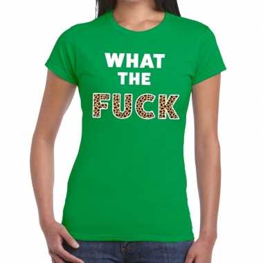 What the fuck tijger print fun t-shirt groen voor dames kopen