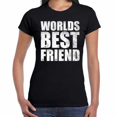 Worlds best friend kado t-shirt zwart voor dames - cadeau shirt verjaardag kopen