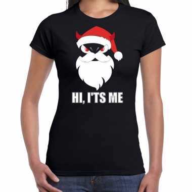 Zwart kerstshirt / kerstkleding hi its me voor dames met duivels kerstmannetje kopen