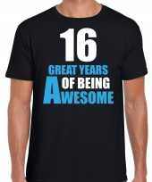 16 great awesome years t-shirt 16 jaar verjaardag shirt zwart voor heren kopen