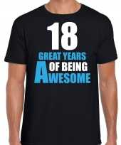 18 great awesome years t-shirt 18 jaar verjaardag shirt zwart voor heren kopen