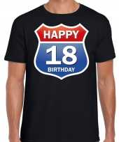 18e verjaardag happy birthday shirt kleding route bord 18 jaar zwart voor heren kopen