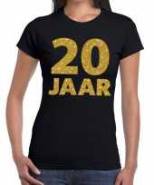 20e verjaardag cadeau t-shirt zwart met goud voor dames kopen