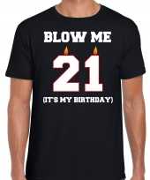 21 jaar blow me its my birthday shirt 21ste verjaardag kado zwart voor heren kopen