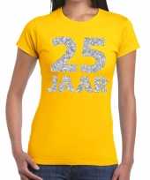 25e verjaardag cadeau t-shirt geel met zilver voor dames kopen