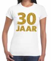 30e verjaardag cadeau t-shirt wit met goud voor dames kopen