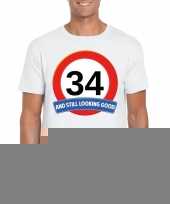 34 jaar verkeersbord t-shirt wit heren kopen