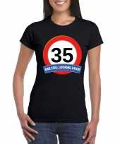 35 jaar verkeersbord t-shirt zwart dames kopen