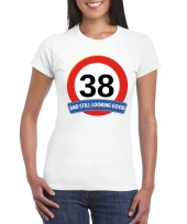 38 jaar verkeersbord t-shirt wit dames kopen