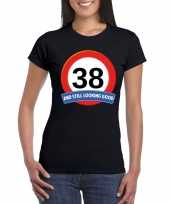 38 jaar verkeersbord t-shirt zwart dames kopen