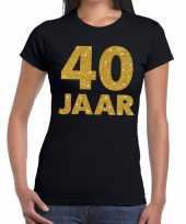 40 jaar fun t-shirt met gouden tekst zwart voor dames kopen