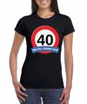 40 jaar verkeersbord t-shirt zwart dames kopen