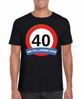 40 jaar verkeersbord t-shirt zwart volwassenen kopen