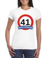 41 jaar verkeersbord t-shirt wit dames kopen