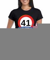 41 jaar verkeersbord t-shirt zwart dames kopen