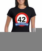 42 jaar verkeersbord t-shirt zwart dames kopen