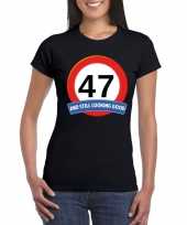 47 jaar verkeersbord t-shirt zwart dames kopen