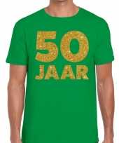 50 jaar fun jubileum t-shirt groen met goud voor heren kopen
