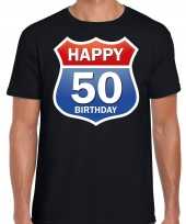 50e verjaardag happy birthday shirt kleding route bord 50 jaar abraham zwart voor heren kopen