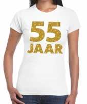 55e verjaardag cadeau t-shirt wit met goud voor dames kopen