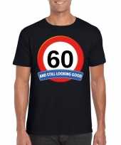 60 jaar verkeersbord t-shirt zwart volwassenen kopen