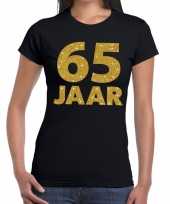 65 jaar fun t-shirt met gouden tekst zwart voor dames kopen