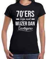 70 jaar verjaardags shirt kleding 70ers zijn veel wijzer dan zestigers zwart voor dames kopen
