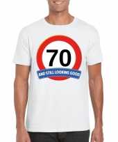 70 jaar verkeersbord t-shirt wit volwassenen kopen