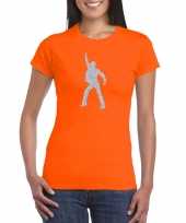 70s 80s disco t-shirt oranje voor dames kopen