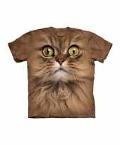 All over print t-shirt bruine kat kopen
