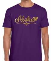 Aloha fun hawaii t-shirt paars voor heren kopen
