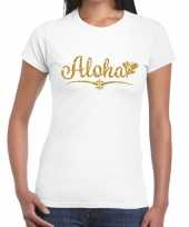 Aloha goud fun t-shirt wit voor dames kopen