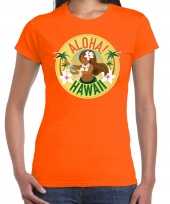 Aloha hawaii shirt beach party outfit kleding oranje voor dames kopen