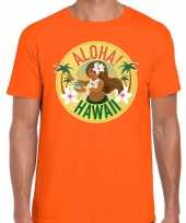 Aloha hawaii shirt beach party outfit kleding oranje voor heren kopen