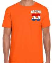 Autocoureur autosport supporter met racing 33 bedrukking op borst t-shirt oranje voor heren kopen