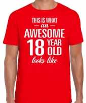 Awesome 18 year verjaardag cadeau t-shirt rood voor heren kopen