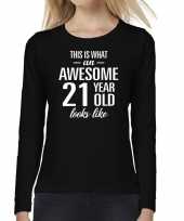 Awesome 21 year verjaardag cadeau shirt long sleeves zwart voor dames kopen