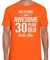 Awesome 30 year verjaardag cadeau t-shirt oranje voor heren kopen