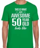 Awesome 50 year verjaardag cadeau t-shirt groen voor heren kopen