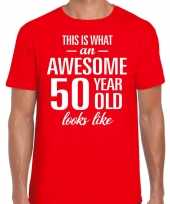 Awesome 50 year verjaardag cadeau t-shirt rood voor heren kopen