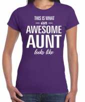 Awesome aunt cadeau t-shirt paars voor dames kopen