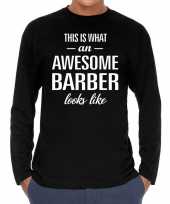 Awesome barber barbier cadeau shirt zwart voor heren kopen