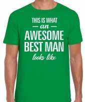 Awesome best man kado t-shirt groen voor heren kopen