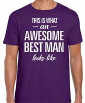 Awesome best man kado t-shirt paars voor heren kopen